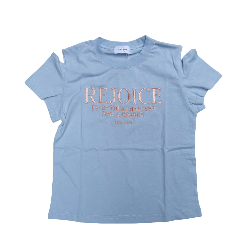RiCO SUCRE REJOICE logo off-shoulder T-shirt