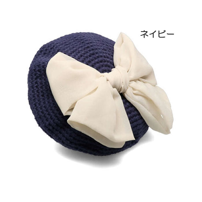 kid's zoo knitted hat with ribbon