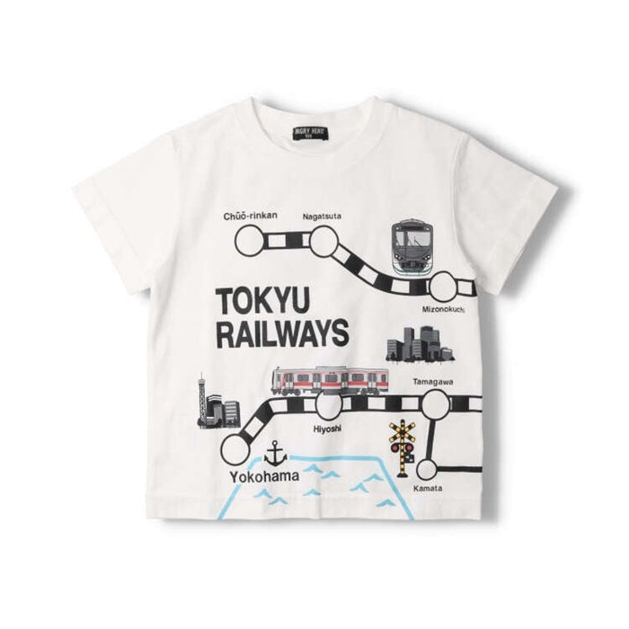 Hungry Heart Tokyu Railway Line Map Printed Short Sleeve T-Shirt