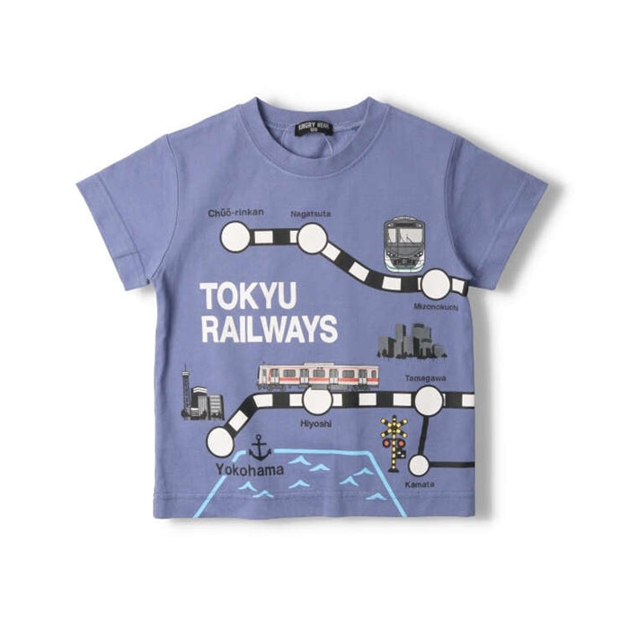 Hungry Heart Tokyu Railway Line Map Printed Short Sleeve T-Shirt