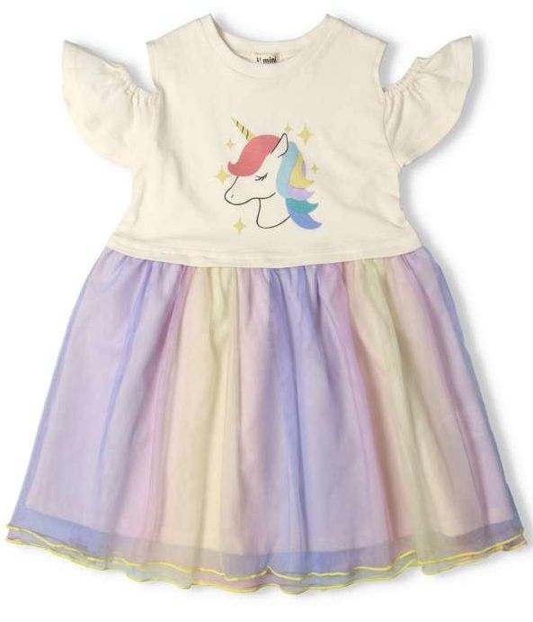 t/mini unicorn rainbow tulle short sleeve dress