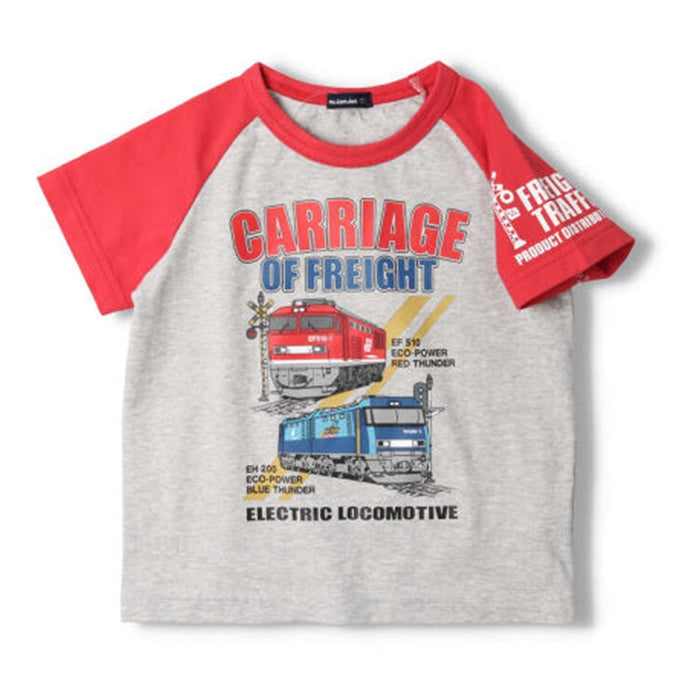 moujonjon JR freight train raglan short sleeve T-shirt