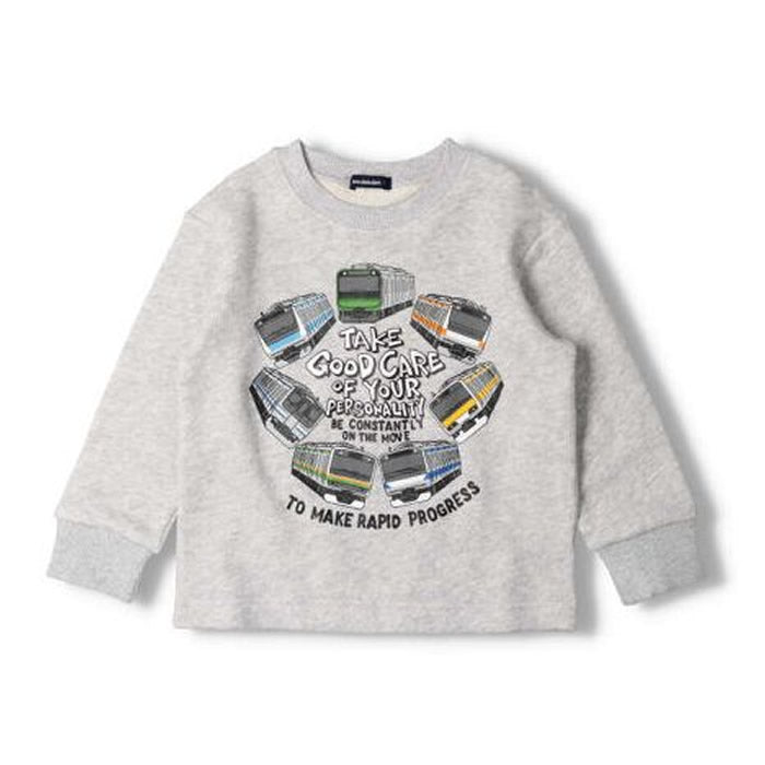 moujonjon JR conventional line train group print fleece sweatshirt