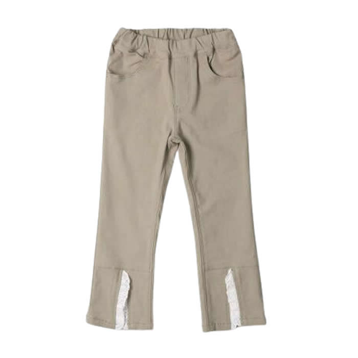 Crescent lace hem flare long pants