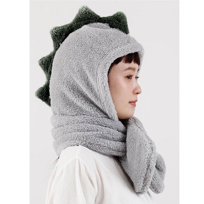 Dinosaur print hooded scarf