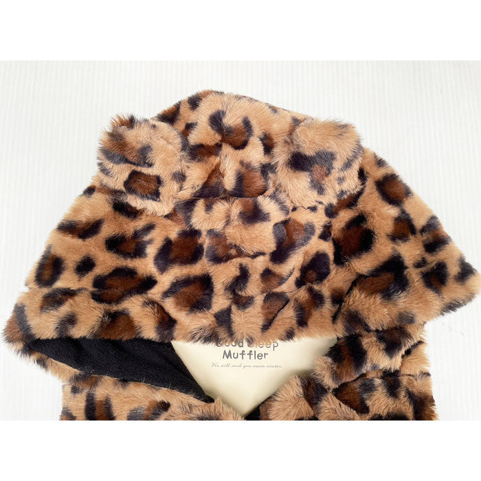 Animal print hooded scarf