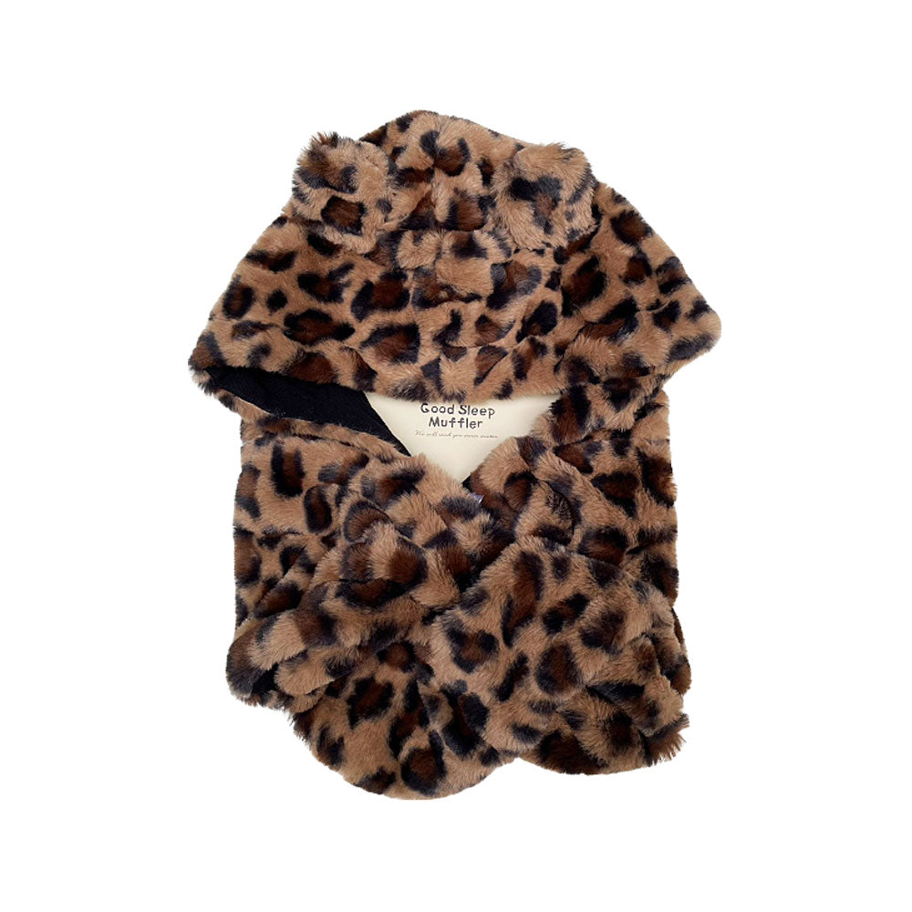 Animal print hooded scarf