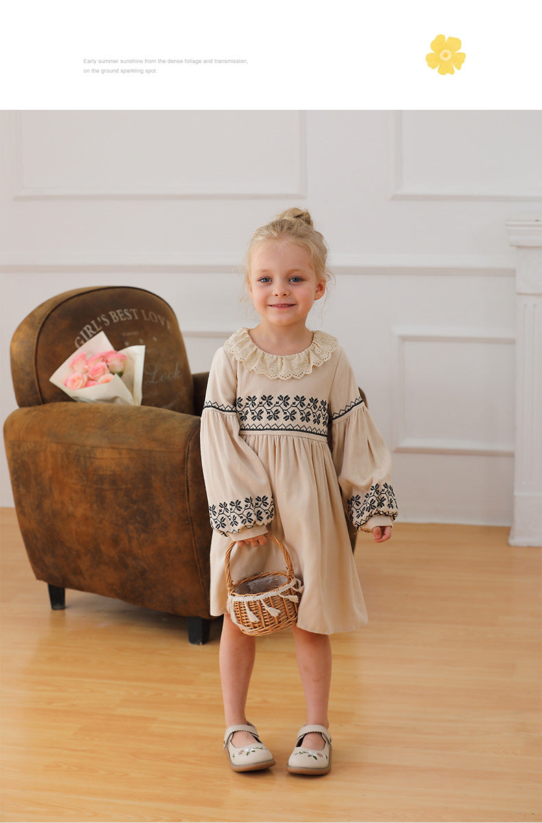 Embroidered dress Korean children's clothing