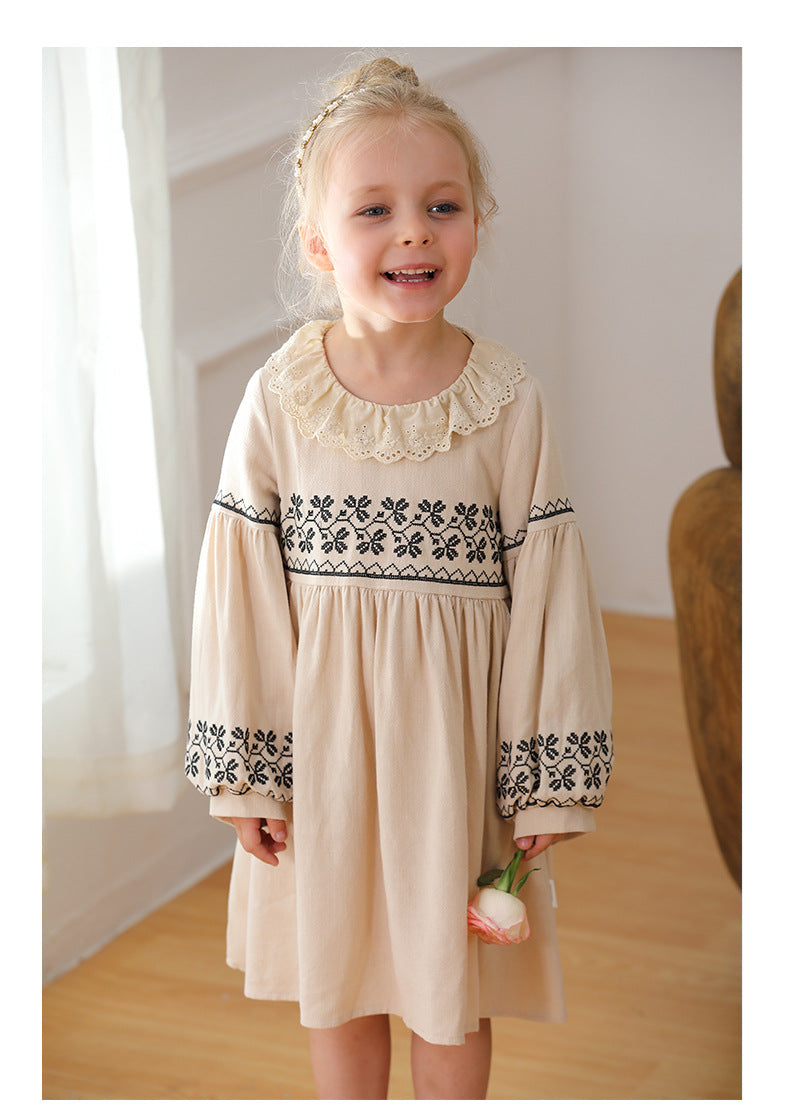 Embroidered dress Korean children's clothing