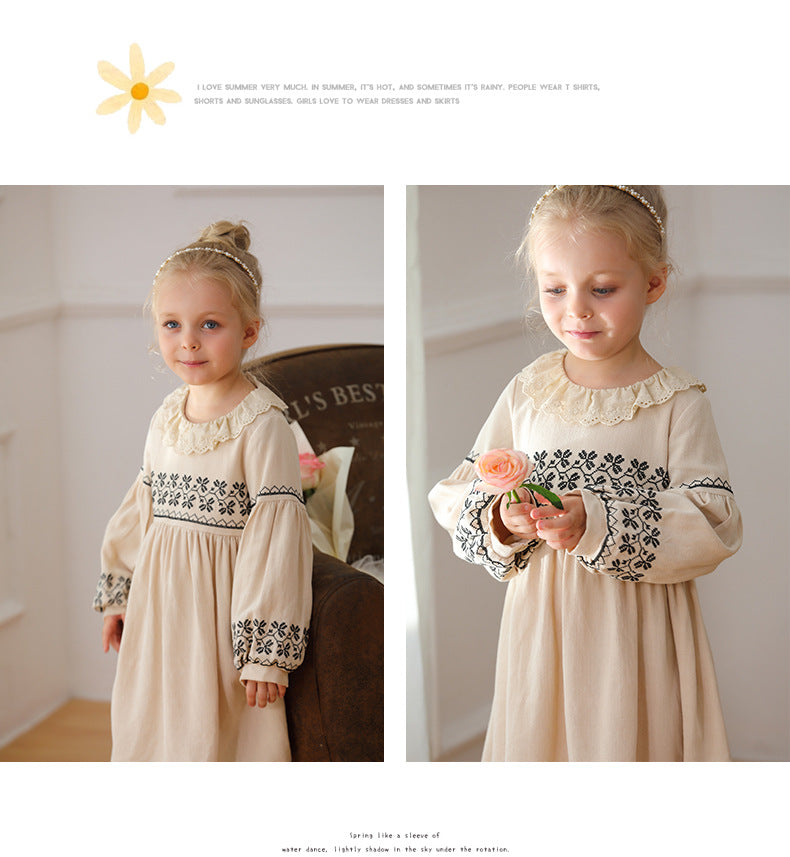 Embroidered dress Korean children's clothing