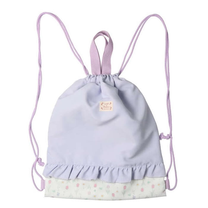 kids foret Flower and bear pattern frilled knapsack