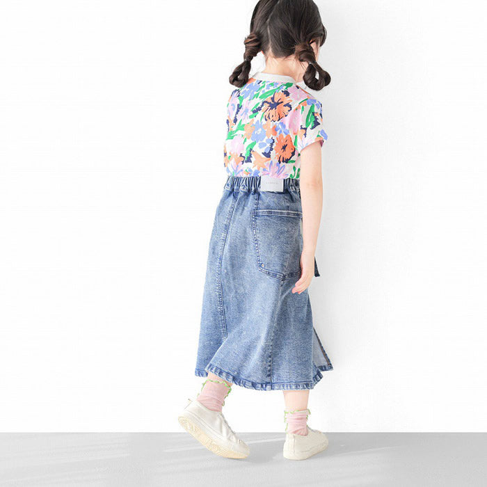 El Copec denim long skirt