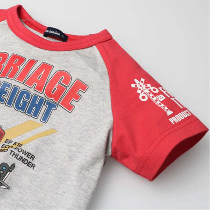 moujonjon JR freight train raglan short sleeve T-shirt