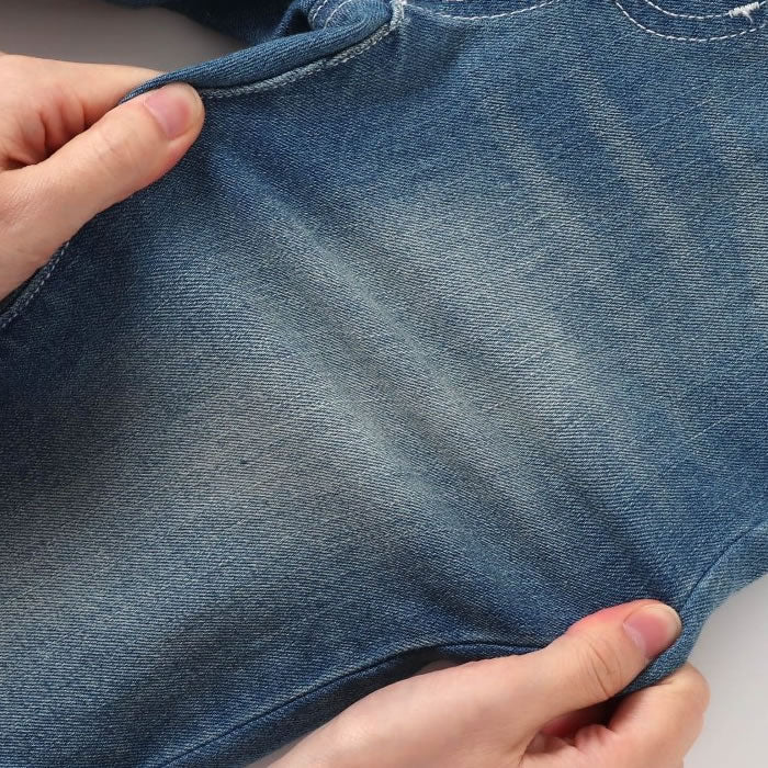 BREEZE wrinkled denim pants, 10-length