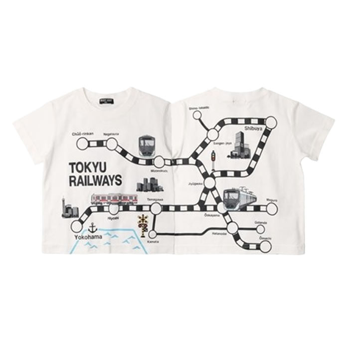 Hungry Heart Tokyu Railway Line Map Printed Short Sleeve T-Shirt