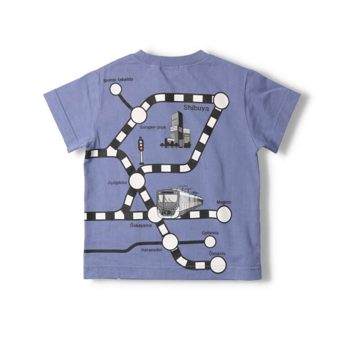 Hungry Heart Tokyu Railway Line Map Printed Short Sleeve T-Shirt
