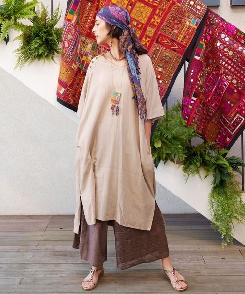 Amina/ids5127/レリーアパンツ/khaki チャイハネ CAYHANE