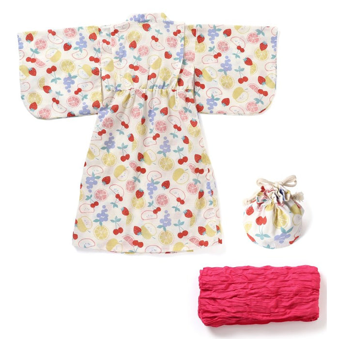 Ampersand Fruit Pattern Yukata Headwear with Drawstring Bag