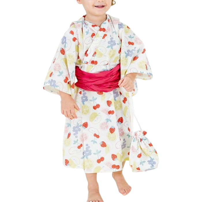 Ampersand Fruit Pattern Yukata Headwear with Drawstring Bag