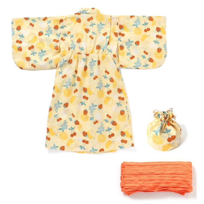 Ampersand Fruit Pattern Yukata Headwear with Drawstring Bag