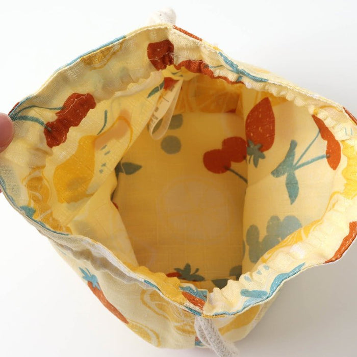 Ampersand Fruit Pattern Yukata Headwear with Drawstring Bag