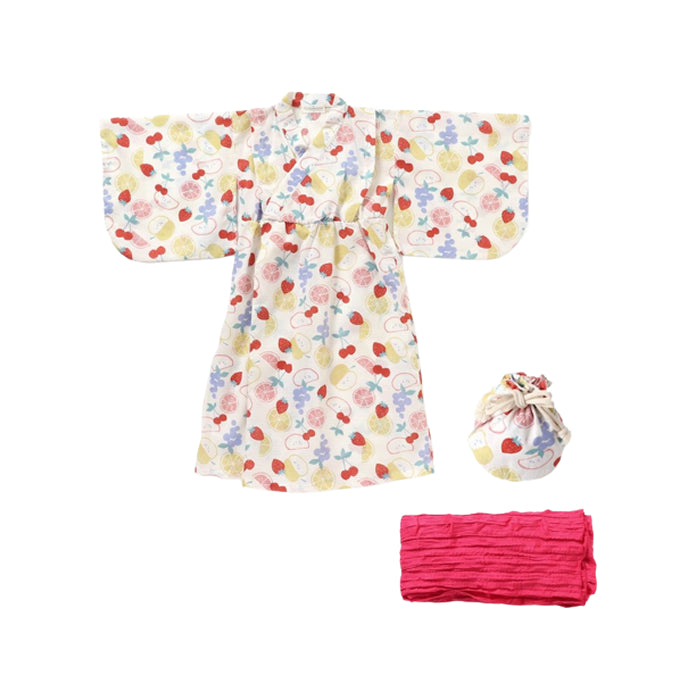 Ampersand Fruit Pattern Yukata Headwear with Drawstring Bag