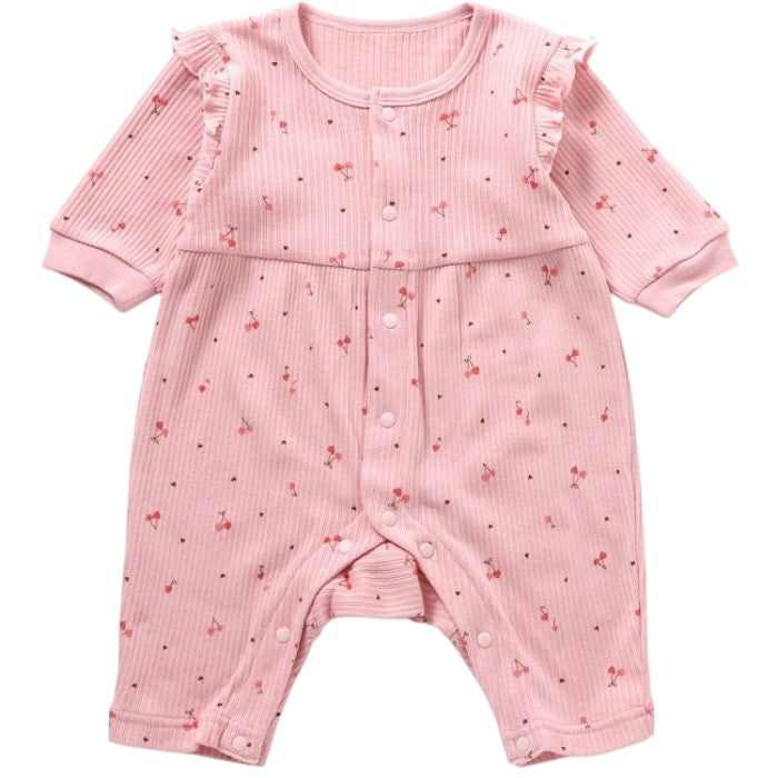 Ampersand cherry print coveralls