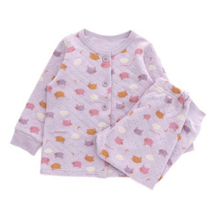 Ampersand knitted quilted front-opening pajamas