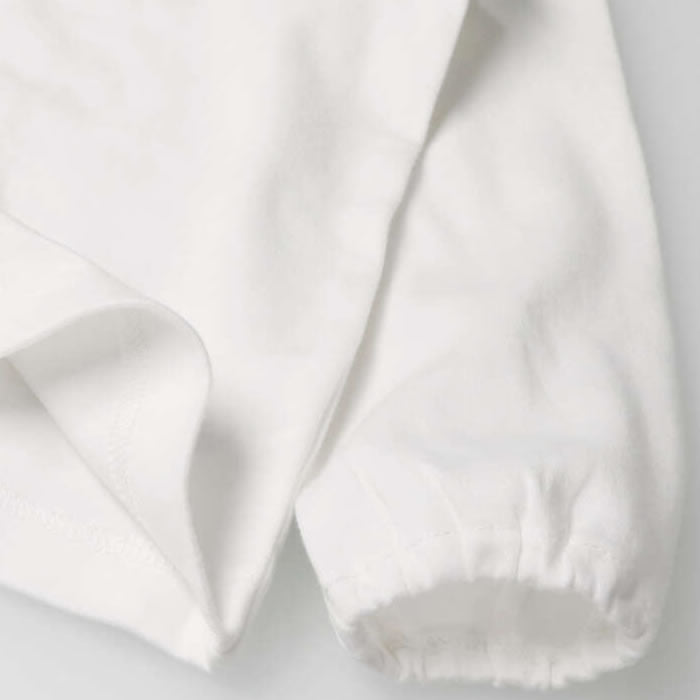 moujonjon White long-sleeved blouse with flower embroidery on the collar