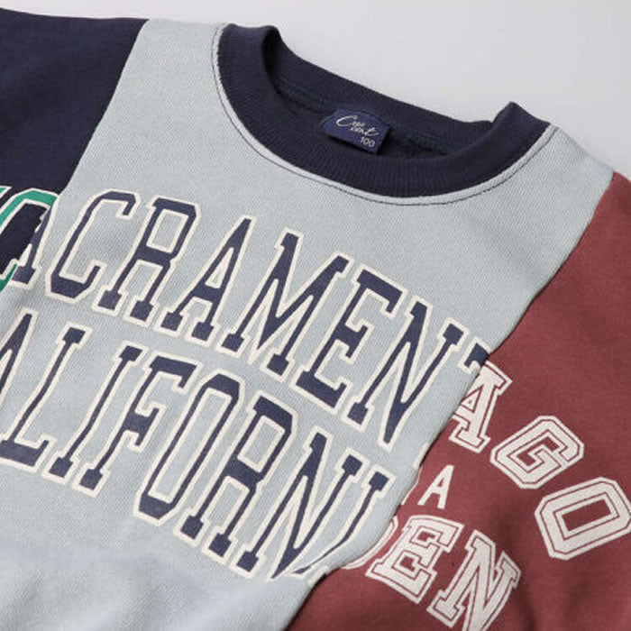 Crescent Remake-style switching fleece sweatshirt