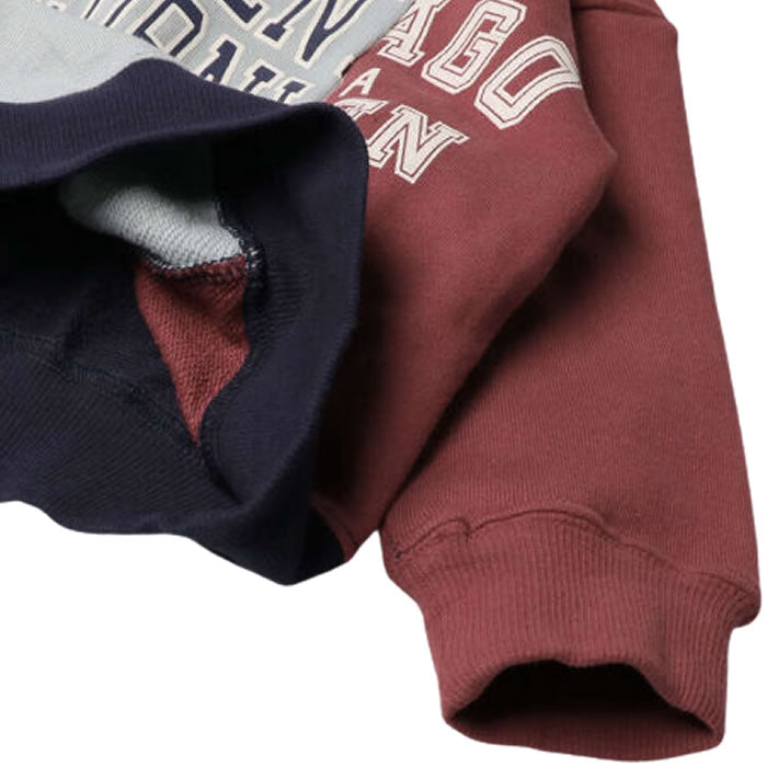 Crescent Remake-style switching fleece sweatshirt