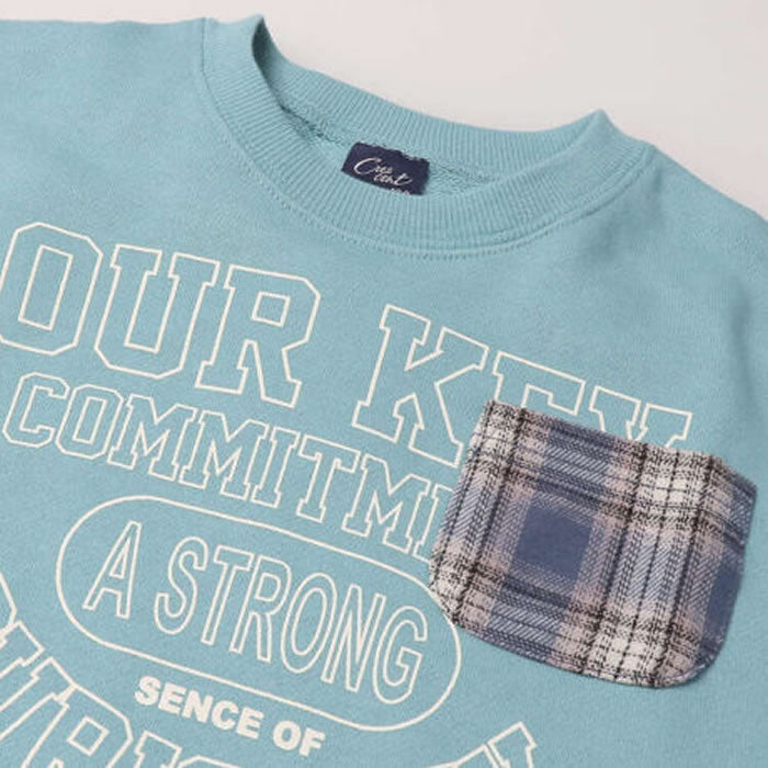 Crescent Check Pattern Fleece Sweatshirt