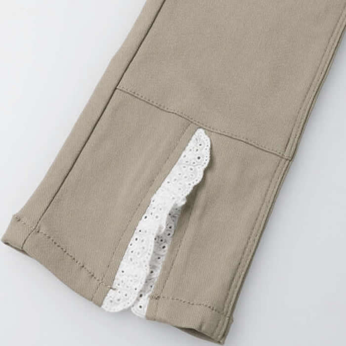 Crescent lace hem flare long pants