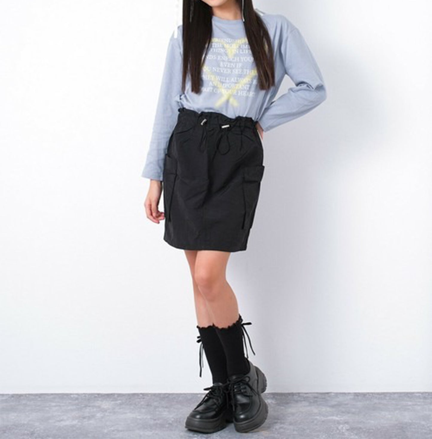 RiCO SUCRE Heart Shirring Long T-shirt