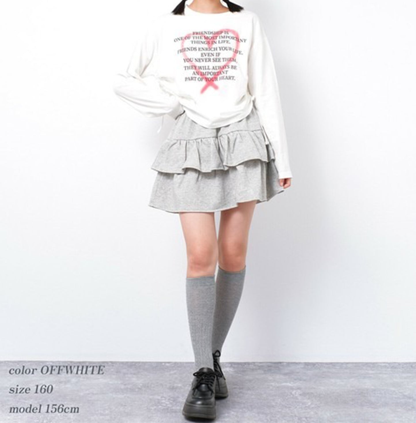 RiCO SUCRE Heart Shirring Long T-shirt