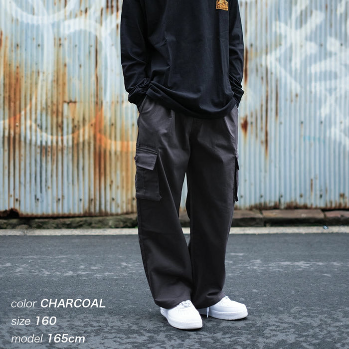 RAT EFFECT Wide Tuck Cargo Pants