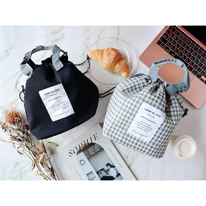Drawstring cooler bag, lunch bag, waterproof, heat-insulating, cold-insulating, wired lunch tote, lunch bag, stylish, picnic, field trip, school, office, women, children, men
