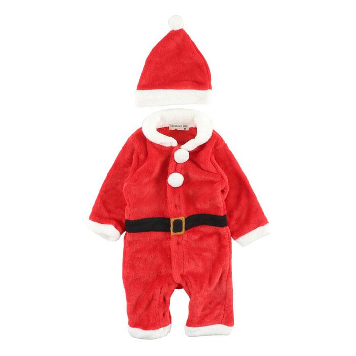 サンタロンパース クリスマス ベビーコスチューム サンタクロース ロンパース カバーオール 記念撮影 赤ちゃん 男の子 女の子 長袖