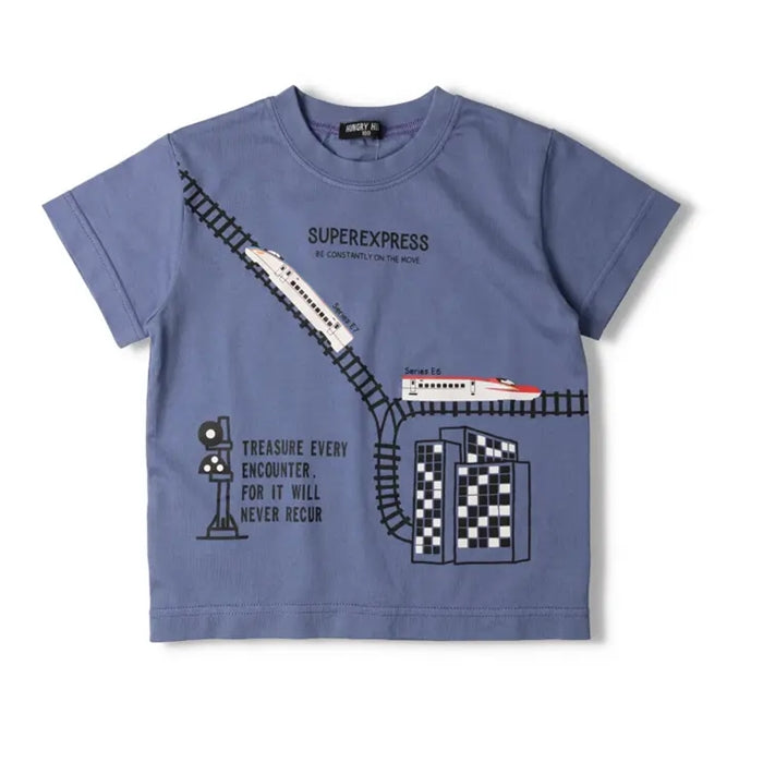 Hungry Heart Shinkansen train track print short sleeve T-shirt