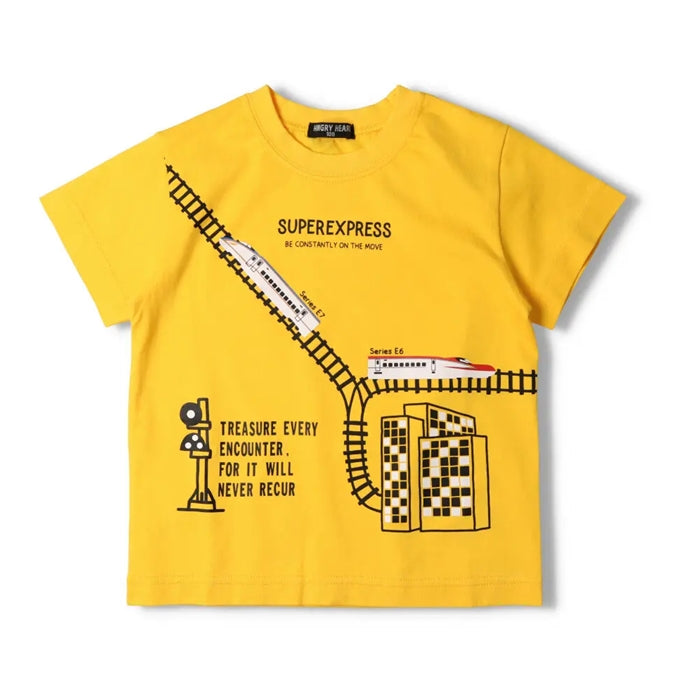 Hungry Heart Shinkansen train track print short sleeve T-shirt