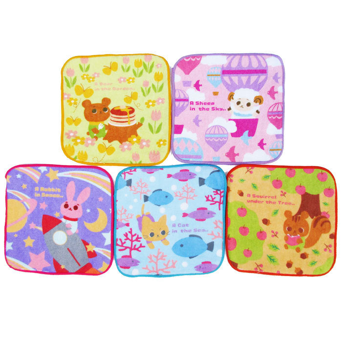 Set of 5 15 x 15 cm mini towels/handkerchiefs