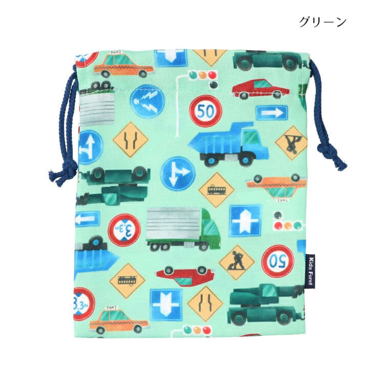 Kids Foret Unicorn, Dinosaur, Working Vehicle, Strawberry Print Drawstring Bag, S Size