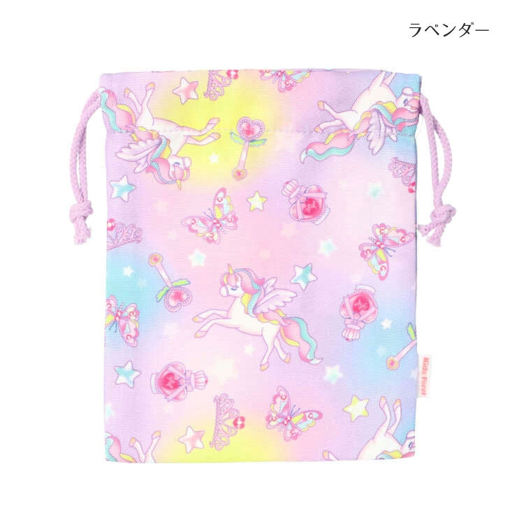 Kids Foret Unicorn, Dinosaur, Working Vehicle, Strawberry Print Drawstring Bag, S Size