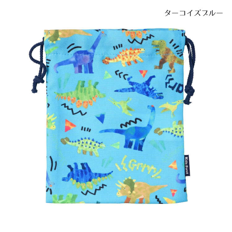 Kids Foret Unicorn, Dinosaur, Working Vehicle, Strawberry Print Drawstring Bag, S Size