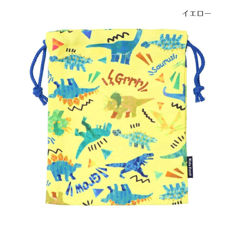 Kids Foret Unicorn, Dinosaur, Working Vehicle, Strawberry Print Drawstring Bag, S Size