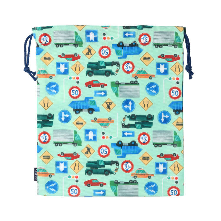 Kids Foret ユニコーン・恐竜・働く車・苺総柄巾着 Mサイズ