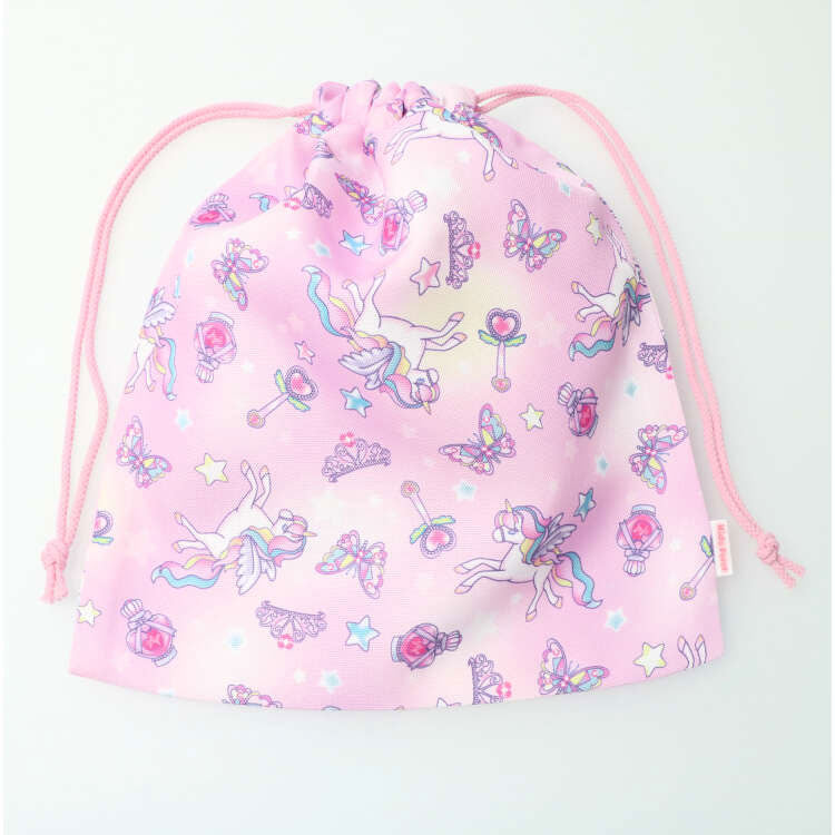 Kids Foret ユニコーン・恐竜・働く車・苺総柄巾着 Mサイズ