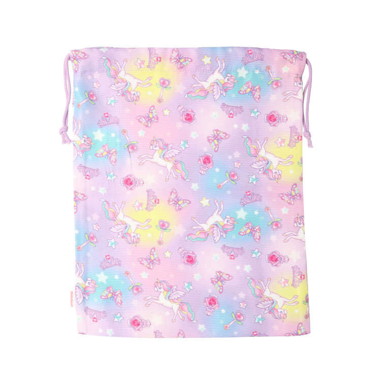 Kids Foret ユニコーン・恐竜・働く車・苺総柄巾着 Lサイズ