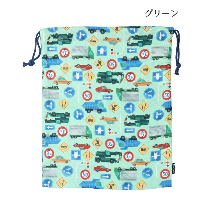 Kids Foret Unicorn, Dinosaur, Working Vehicle, Strawberry Pattern Drawstring Bag, L Size