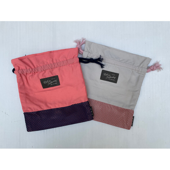 Mesh switching/cup drawstring bag
